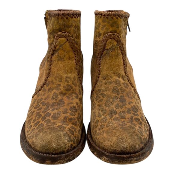 Old Gringo Mexicans Adala Heeled Ankle Leopard Print Suede Boots 7.5 Distressed - Picture 4 of 15